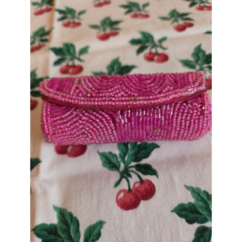 Mary Kay Signature Hot Pink Lipstick Beaded Case Holder Mirror Lip Gloss Glam - Picture 7 of 9